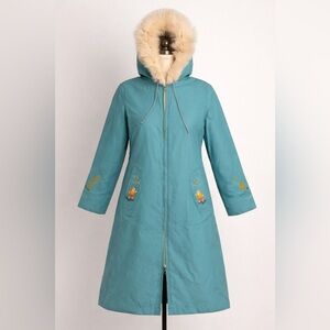 Vintage 1970s Bayview Crafts Wool Parka Coat Fur Hood Made in Canada Inuit